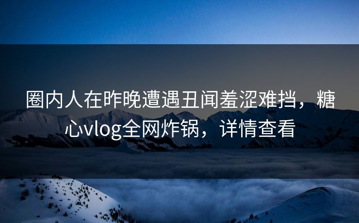 圈内人在昨晚遭遇丑闻羞涩难挡，糖心vlog全网炸锅，详情查看
