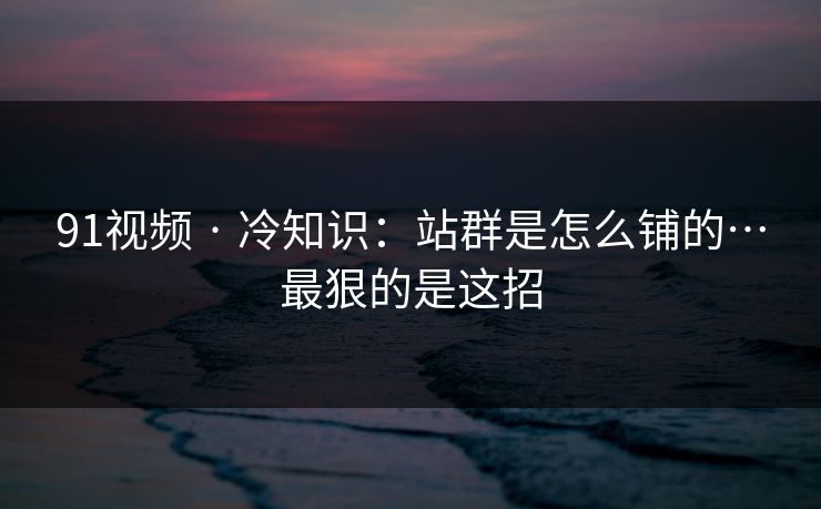 91视频 · 冷知识：站群是怎么铺的…最狠的是这招