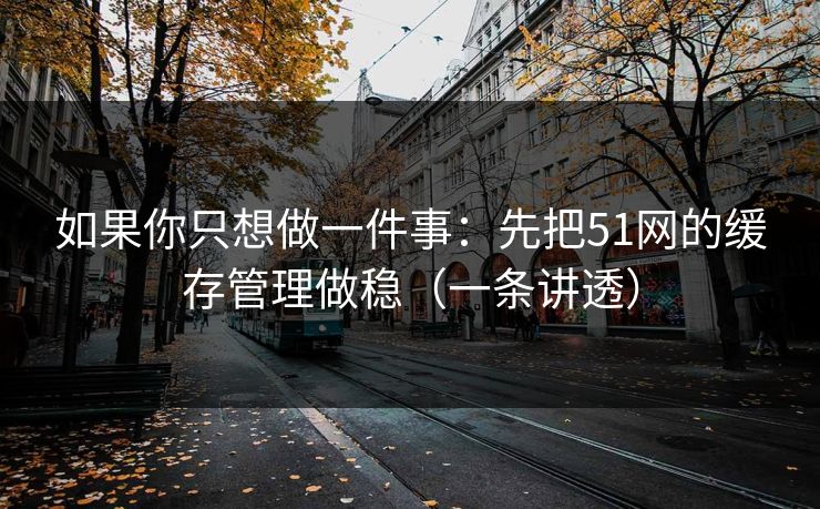 如果你只想做一件事：先把51网的缓存管理做稳（一条讲透）